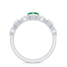 Rosec Jewels-Natural Emerald Heart Shaped Engagement Ring and Diamond Wedding Band