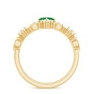 Rosec Jewels-Natural Emerald Heart Shaped Engagement Ring and Diamond Wedding Band