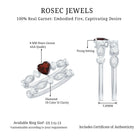 Rosec Jewels-Natural Garnet Diamond Heart Engagement Ring with Wedding Band