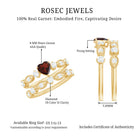 Rosec Jewels-Natural Garnet Diamond Heart Engagement Ring with Wedding Band
