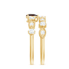 Rosec Jewels-Natural Garnet Diamond Heart Engagement Ring with Wedding Band