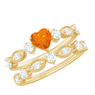 Rosec Jewels-Vintage Inspired Fire Opal and Diamond Wedding Ring Set