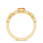 Rosec Jewels-Vintage Inspired Fire Opal and Diamond Wedding Ring Set