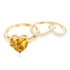 Rosec Jewels-Natural Citrine Heart Engagement Ring with Diamond Enhancer
