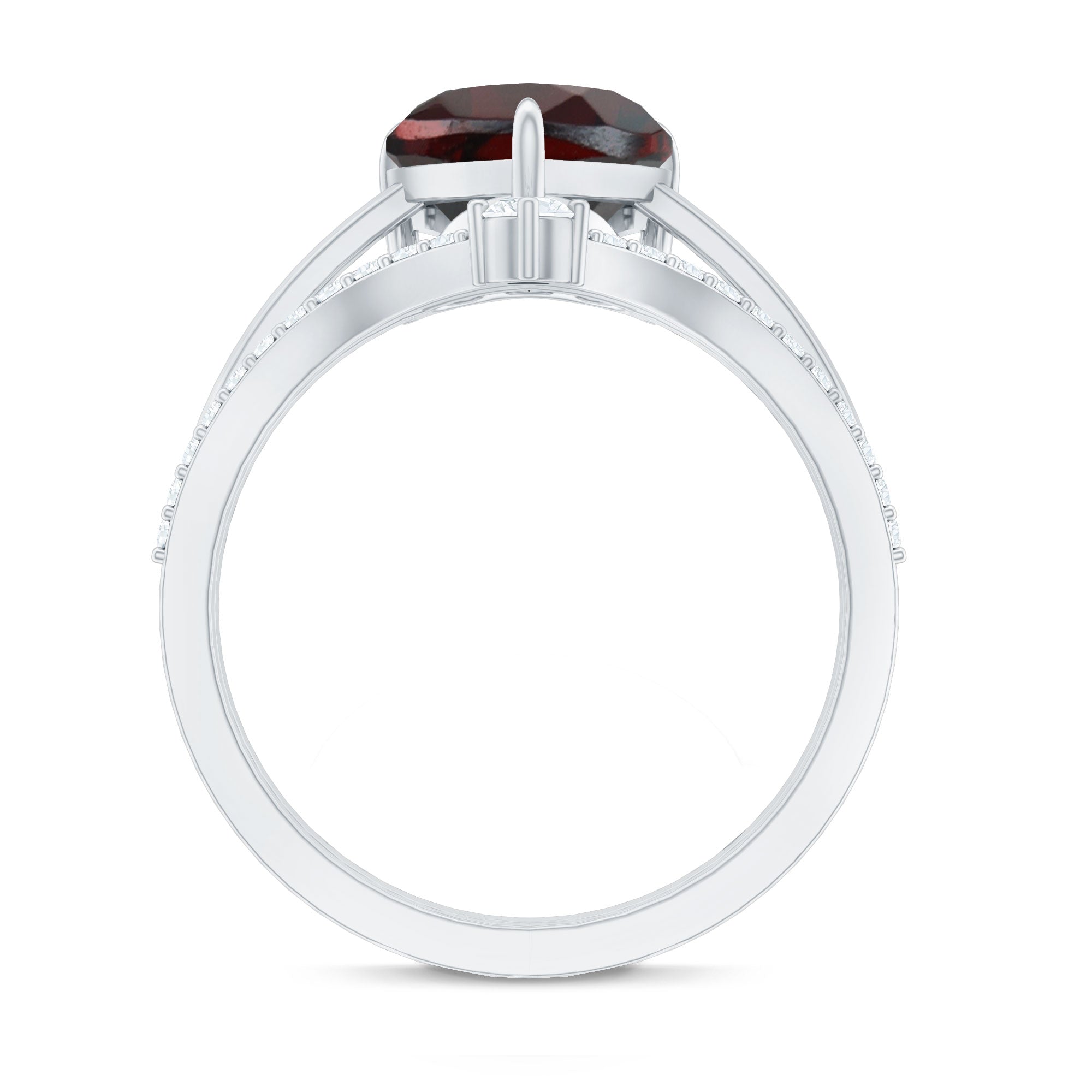 Rosec Jewels-Natural Garnet Heart Shaped Engagement Ring with Diamond Enhancer