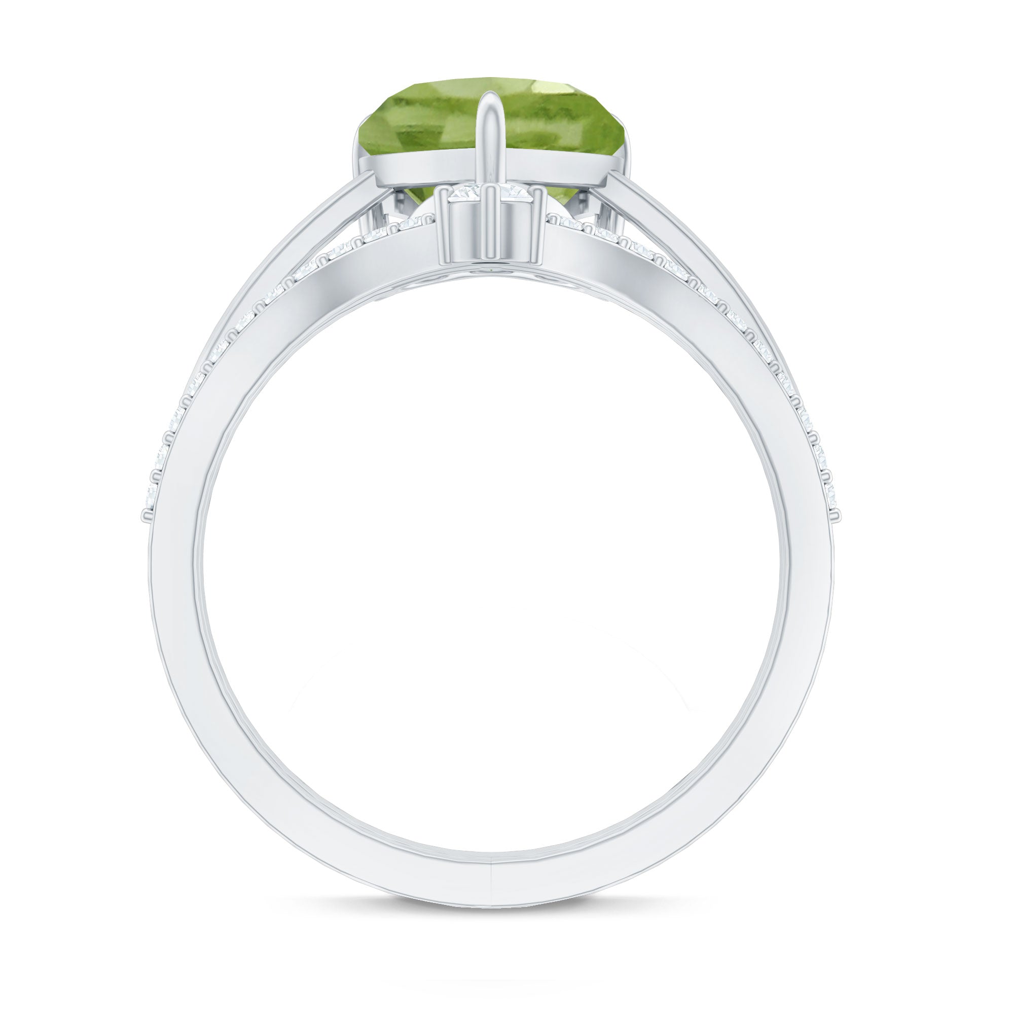 Natural 2 Carat Peridot Heart Engagement Ring with Diamond Enhancer AAA - Rosec Jewels