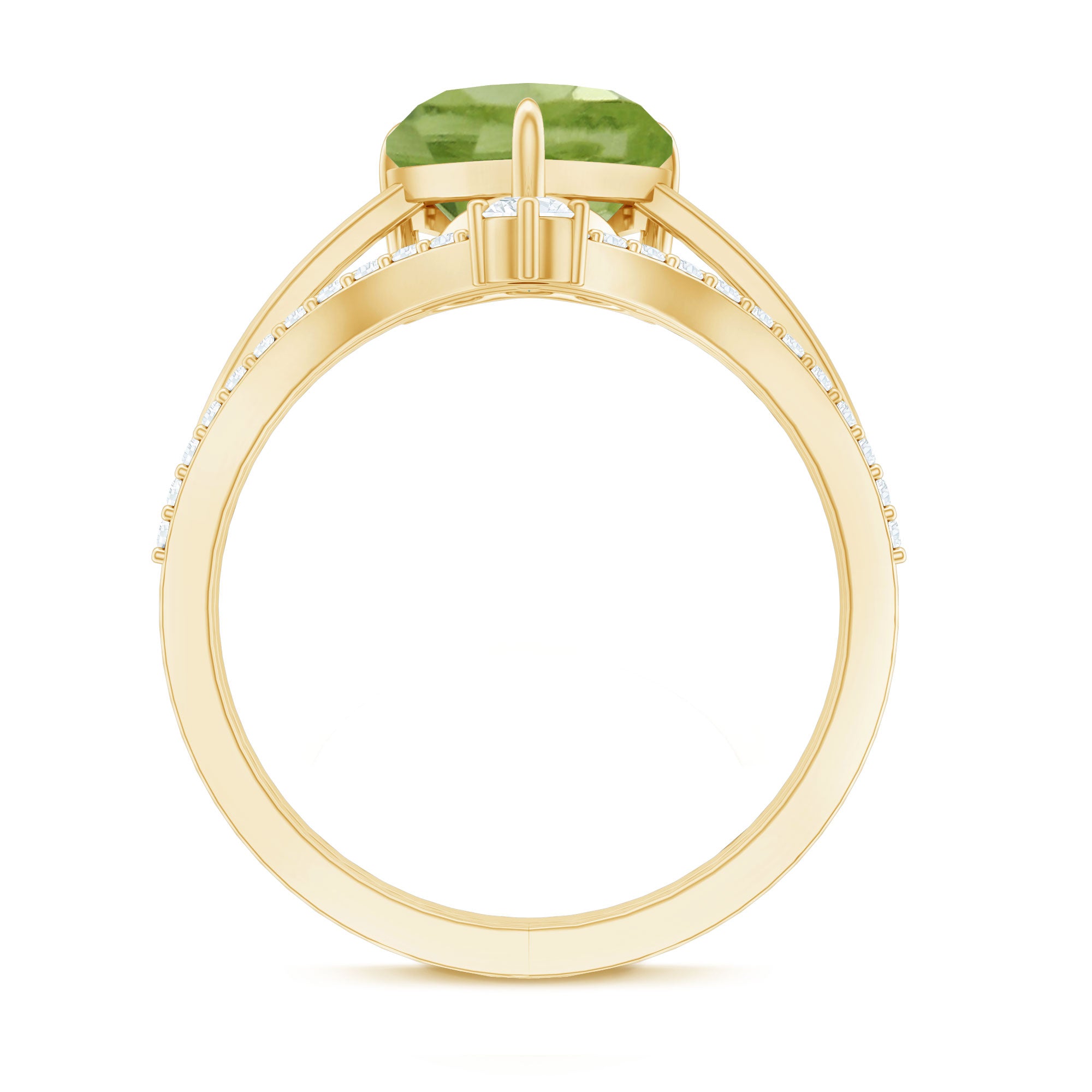 Natural 2 Carat Peridot Heart Engagement Ring with Diamond Enhancer AAA - Rosec Jewels