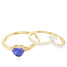 Rosec Jewels-Natural Tanzanite Heart Engagement Ring with Chevron Diamond Enhancer