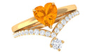Rosec Jewels-Heart Fire Opal and Diamond Ring Set