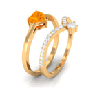 Rosec Jewels-Heart Fire Opal and Diamond Ring Set