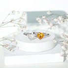 2 Carat Heart Shape Citrine and Diamond Bridal Ring Set AAA - Rosec Jewels