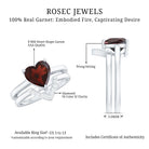Rosec Jewels-Real 8mm Garnet Diamond Heart Shaped Wedding Engagement Ring Set of 2