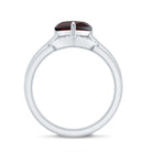 Rosec Jewels-Real 8mm Garnet Diamond Heart Shaped Wedding Engagement Ring Set of 2