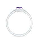 Natural Heart Shape Amethyst Engagement Ring Set with Diamond AAA - Rosec Jewels