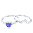 Rosec Jewels-Natural Heart Shape Tanzanite Diamond Wedding Engagement Ring Set