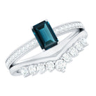 Rosec Jewels-London Blue Topaz Engagement Ring with Diamond Wedding Band