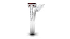 Rosec Jewels-Natural Garnet Emerald Cut Engagement Ring With Diamond Wedding Band