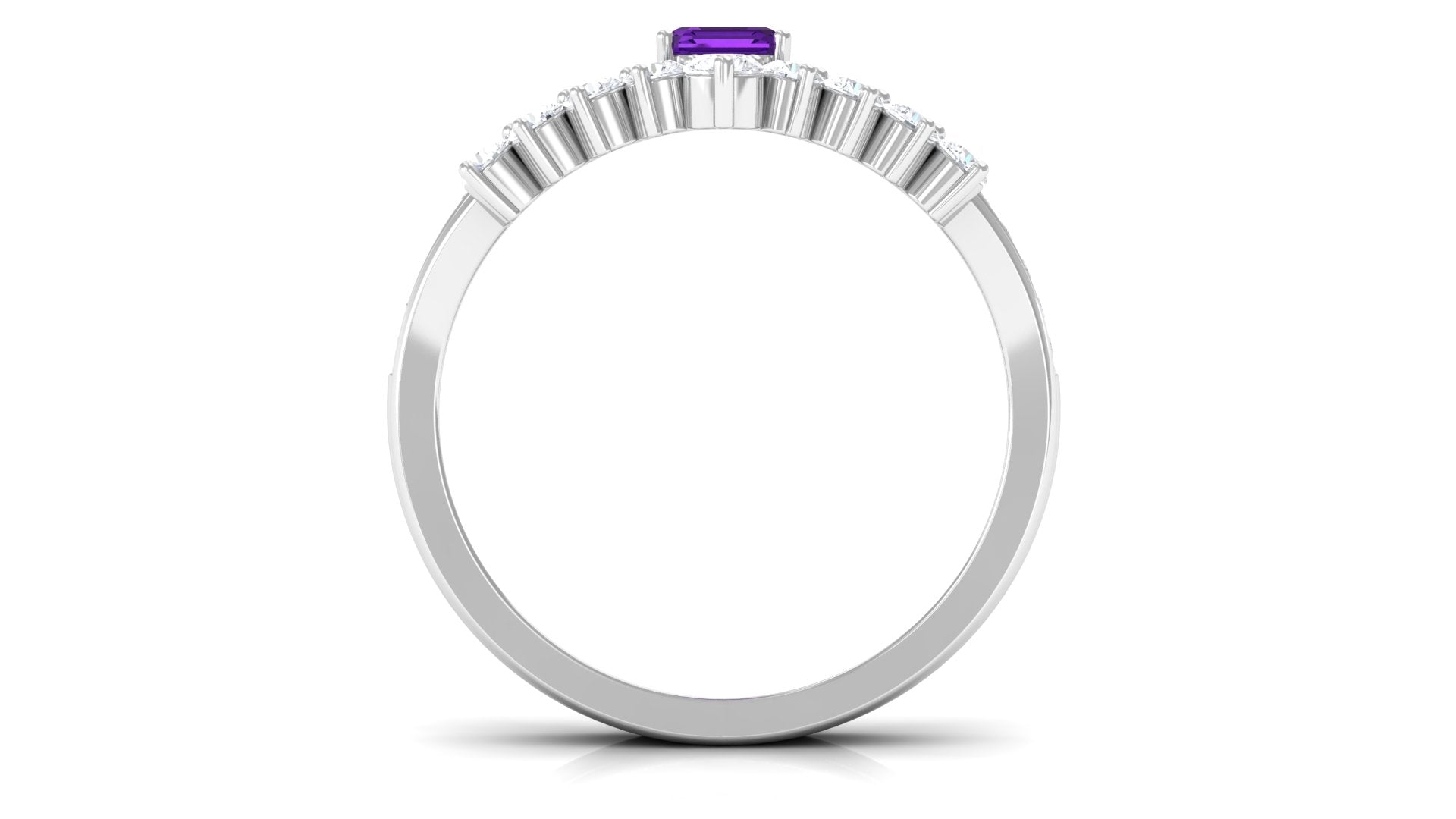 1.4 Carat Emerald Cut Amethyst Diamond Wedding Bridal Ring Set AAA - Rosec Jewels