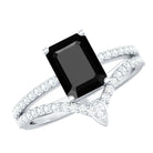 1.6 Carat Emerald Cut Lab Grown Black and White Diamond Wedding Ring Set for Women AAAA ( Synthetic ) - Rosec Jewels