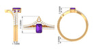 Natural 1.4 Carat Emerald Cut Amethyst Diamond Wedding Ring Set AAA - Rosec Jewels