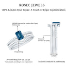 4X6mm Emerald Cut London Blue Topaz Curved Wedding Ring Set with Certificate AAA - Rosec Jewels