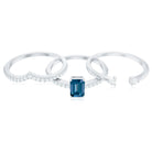 4X6mm Emerald Cut London Blue Topaz Curved Wedding Ring Set with Certificate AAA - Rosec Jewels
