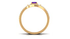 Rosec Jewels-Natural 1.4 Carat Emerald Cut Amethyst Diamond 3 Piece Bridal Ring Set