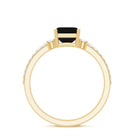 Emerald Cut Created Black Diamond Engagement Ring Set with Diamond AAAA ( Synthetic ) - Rosec Jewels