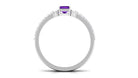 Certified Real 1.4 Carat Emerald Cut Amethyst Wedding Bridal Ring Set with Diamond AAA - Rosec Jewels