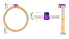 Certified Real 1.4 Carat Emerald Cut Amethyst Wedding Bridal Ring Set with Diamond AAA - Rosec Jewels