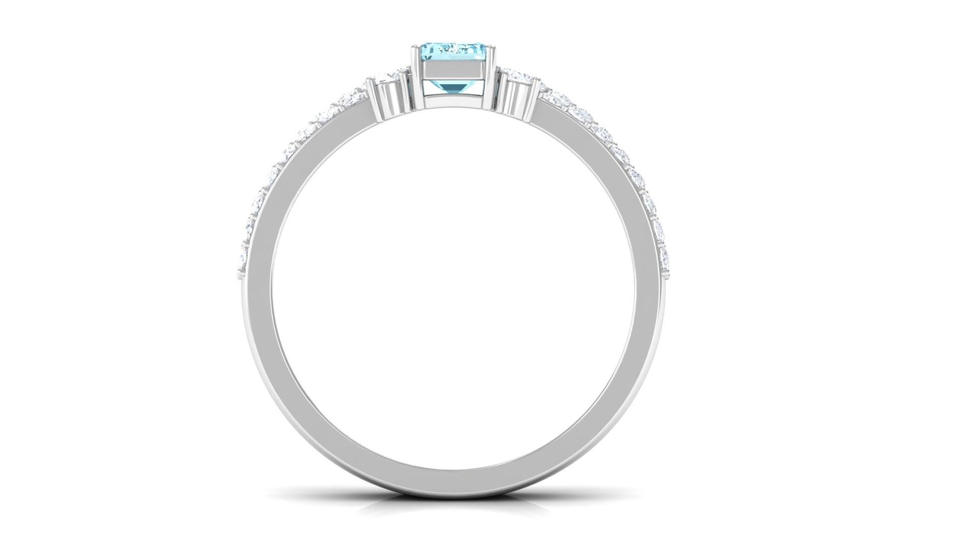Rosec Jewels-Natural 0.6 Carat Aquamarine and Diamond Emerald Cut Bridal Ring Set