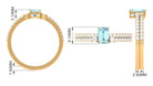 Rosec Jewels-Natural 0.6 Carat Aquamarine and Diamond Emerald Cut Bridal Ring Set