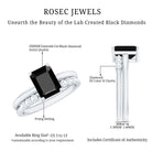 Certified 1.6 Carat Lab Grown Black Diamond Emerald Engagement Ring with White Diamond Enhancer AAAA ( Synthetic ) - Rosec Jewels