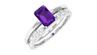 1.4 Carat Emerald Cut Amethyst Engagement Ring with Diamond Enhancer AAA - Rosec Jewels