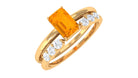 Rosec Jewels-Real Fire Opal Solitaire Ring set with Diamond