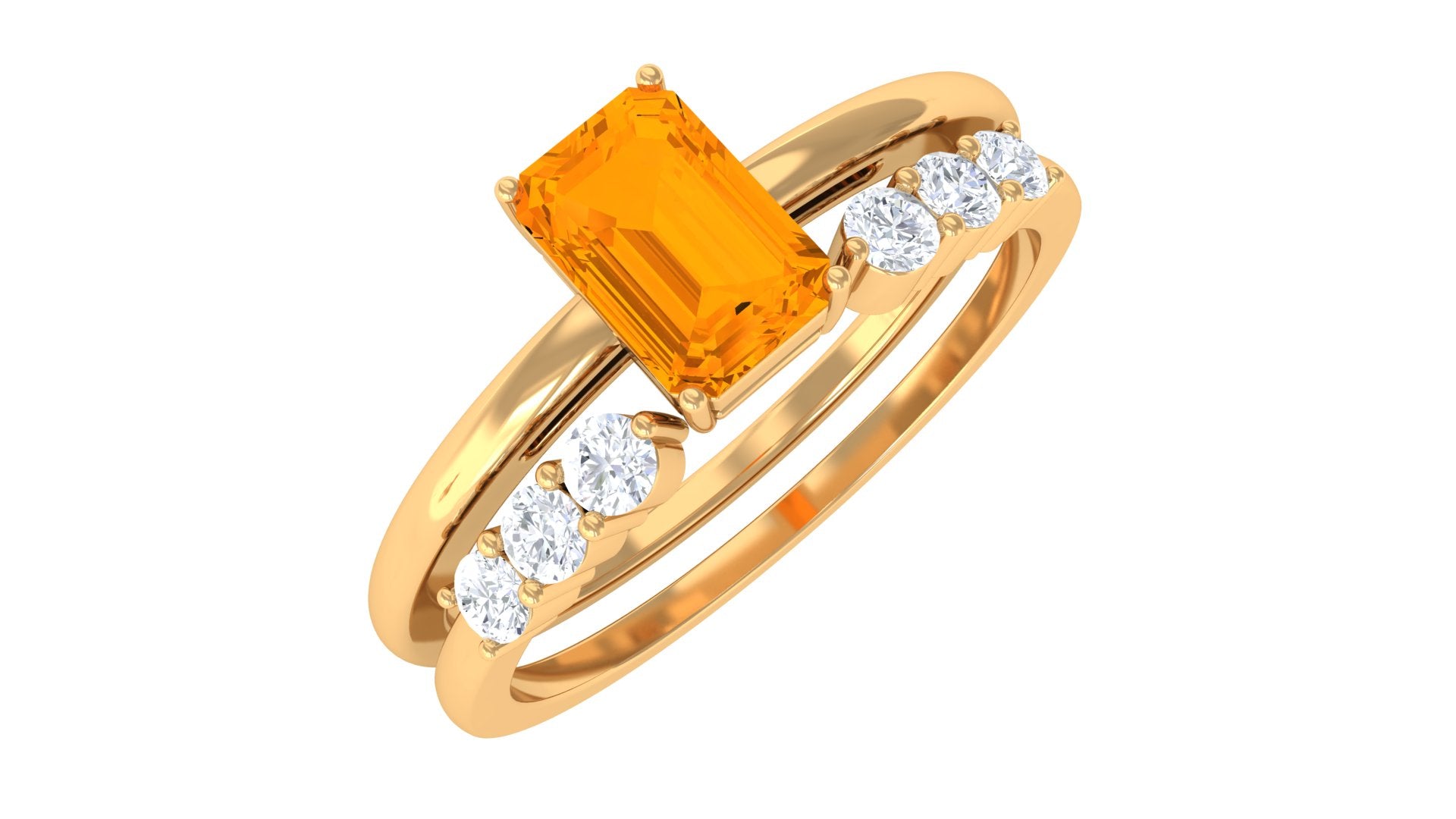 Rosec Jewels-Real Fire Opal Solitaire Ring set with Diamond