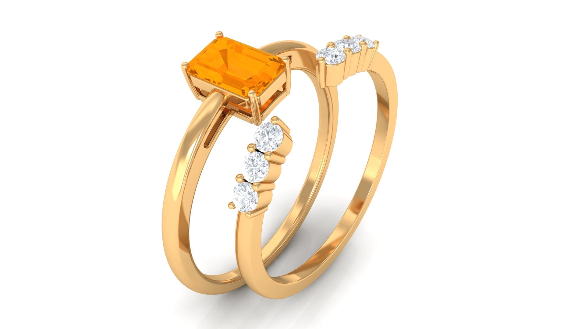 Rosec Jewels-Real Fire Opal Solitaire Ring set with Diamond