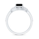 Certified 1.6 Carat Emerald Cut Lab Grown Black and White Diamond Wedding Ring Set AAAA ( Synthetic ) - Rosec Jewels