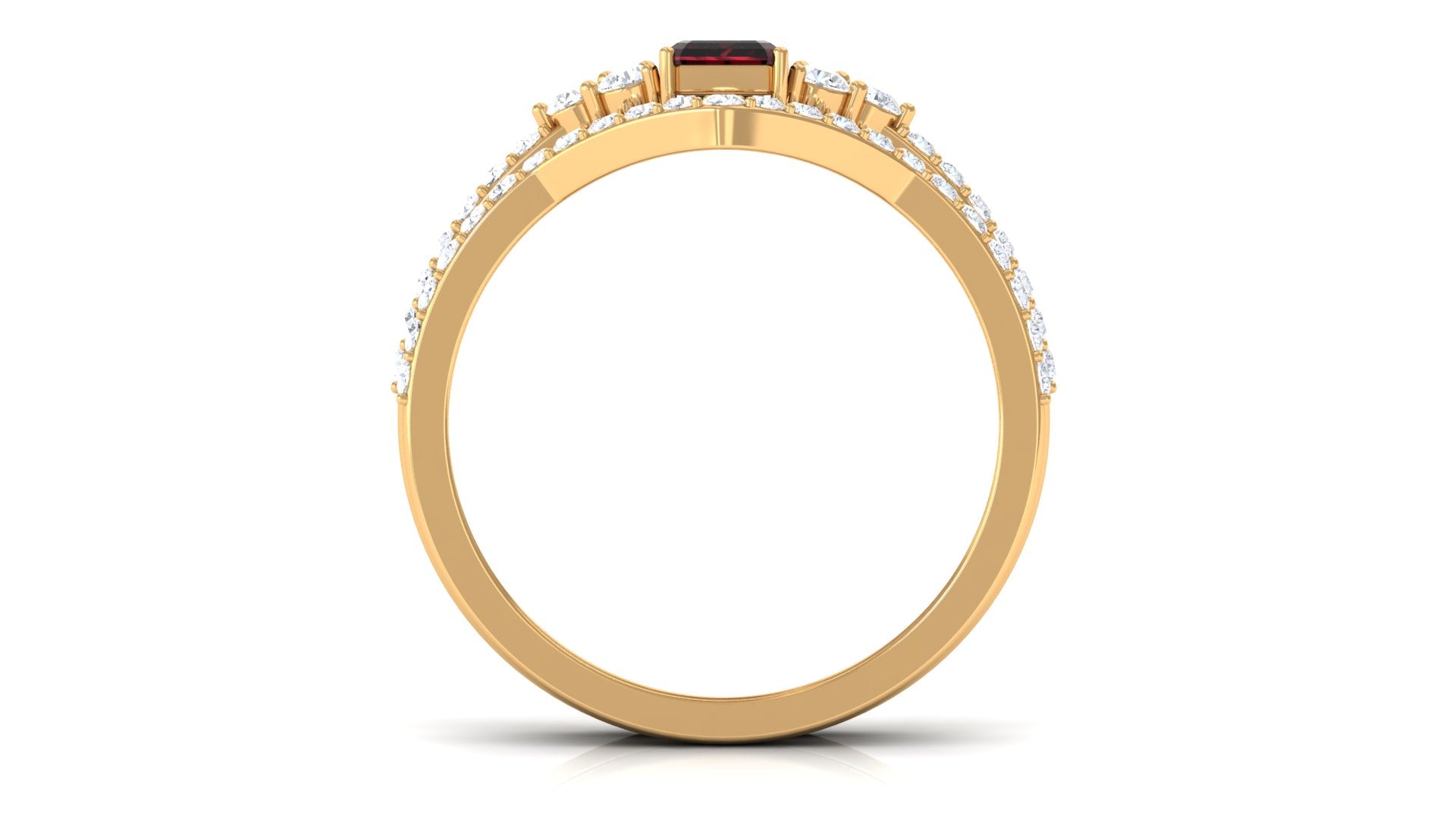 Rosec Jewels-Natural Garnet Diamond Emerald Cut Engagement Wedding Ring Set