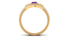 Rosec Jewels-Genuine 1.4 Carat Emerald Cut Amethyst Wedding Ring Set with Diamond