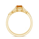 Certified Citrine and Diamond Wedding Bridal Ring Set of 2 AAA - Rosec Jewels