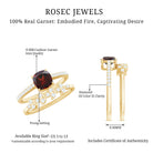 Rosec Jewels-Natural Cushion Cut Garnet Diamond Wedding Bridal Ring Set of 2