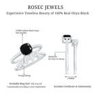 Cushion Cut Black Onyx and Diamond Engagement Ring with Leaf Wedding Band AAA - Rosec Jewels