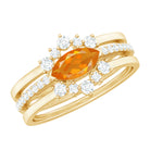 Rosec Jewels-Marquise Shape Fire Opal Ring Set with Diamond