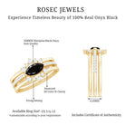 East West Set Black Onyx and Diamond Trio Wedding Ring Set AAA - Rosec Jewels