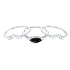 Rosec Jewels-Natural Marquise Black Spinel Diamond 3 Piece Bridal Ring Set