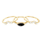 Rosec Jewels-Natural Marquise Black Spinel Diamond 3 Piece Bridal Ring Set