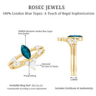 Rosec Jewels-London Blue Topaz and Diamond Wedding Ring Set with Beaded Details