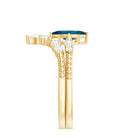 Rosec Jewels-London Blue Topaz and Diamond Wedding Ring Set with Beaded Details