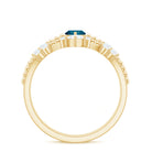 Rosec Jewels-London Blue Topaz and Diamond Wedding Ring Set with Beaded Details